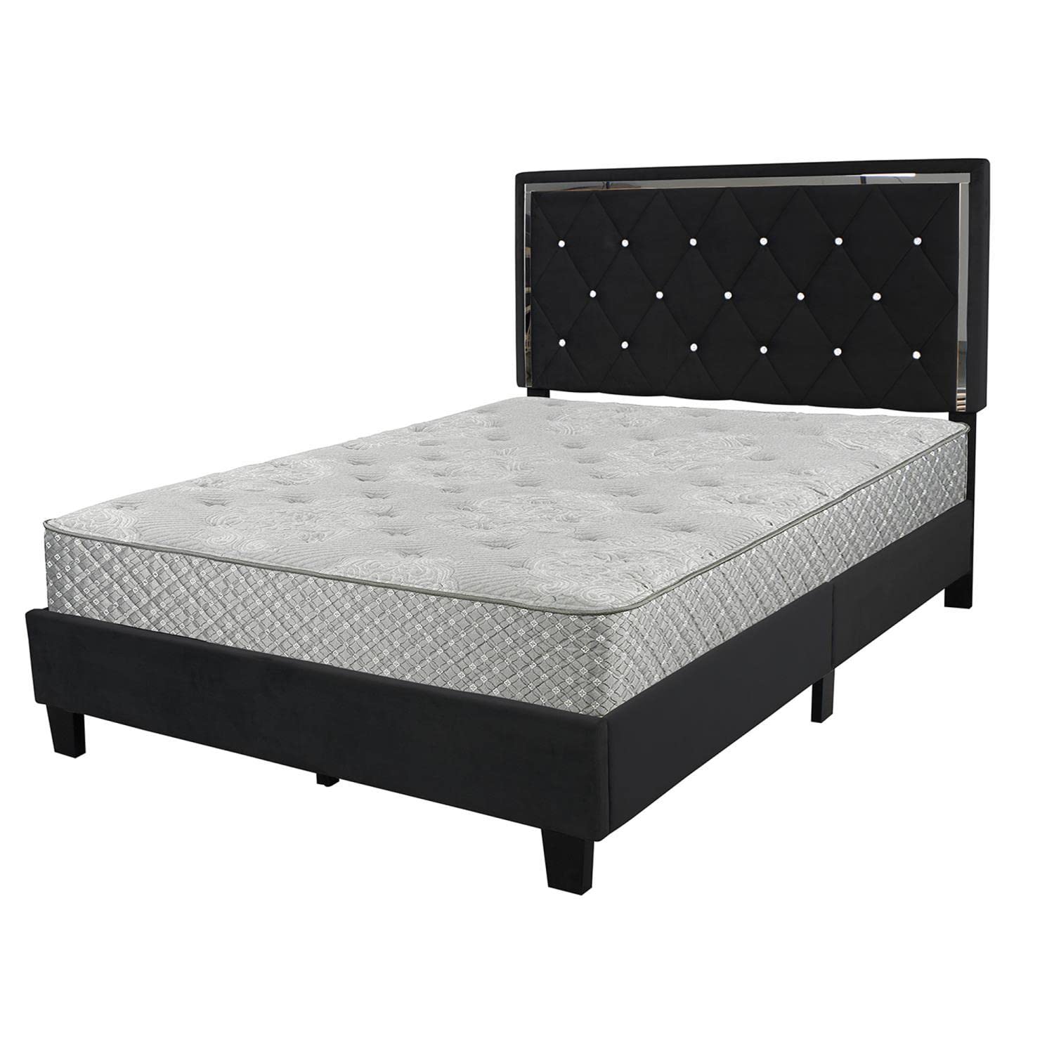 Better Home Products Monica Velvet Upholstered Queen Platform Bed in Black